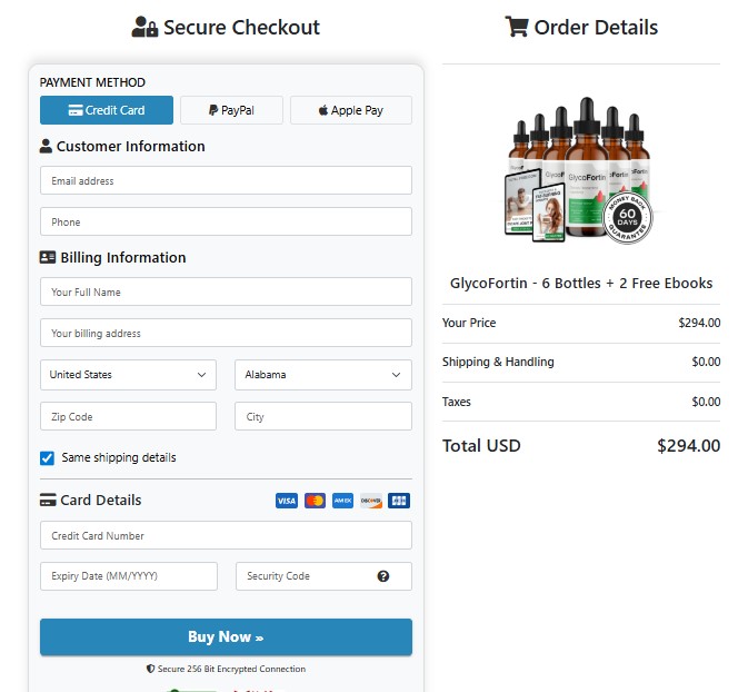 Secure GlycoFortin Ordering Process
